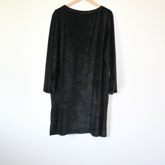 Pure J. Jill Long Sleeve Velvet Velour Dress Black Pockets Plus Size 3X H13093 - Picture 6 of 10
